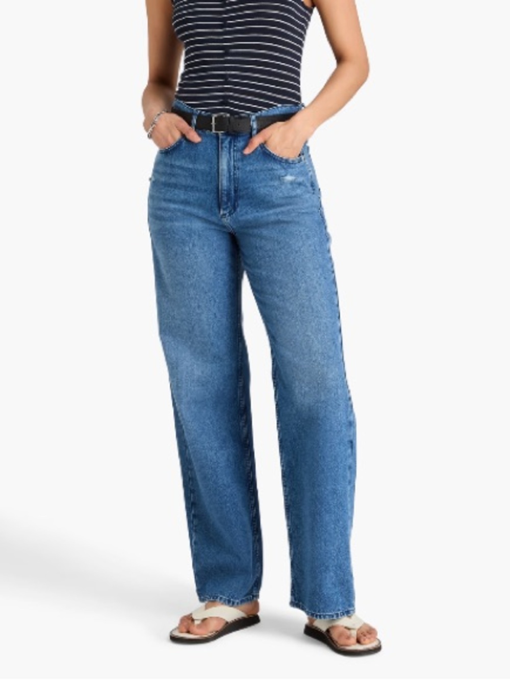 NWT rag & bone The Shannon Relaxed Straight Leg Jeans in Medium Blue Wash